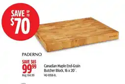 Canadian Tire Paderno Canadian Maple End-Grain Butcher Block, 16 x 20˝ offer