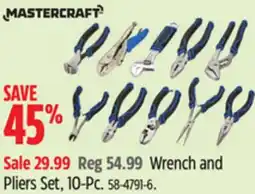 Canadian Tire Mastercraft Wrench and Pliers Set offer