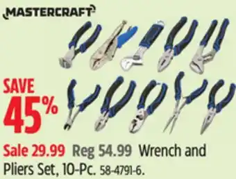 Canadian Tire Mastercraft Wrench and Pliers Set offer