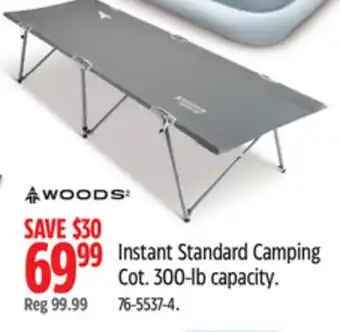 Canadian Tire WOODS Instant Standard Camping Cot offer