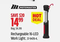 Canadian Tire Motomaster Rechargeable 16-LED Work Light offer