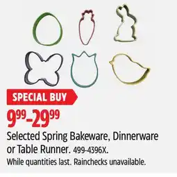Canadian Tire Selected Spring Bakeware, Dinnerware or Table Runner offer