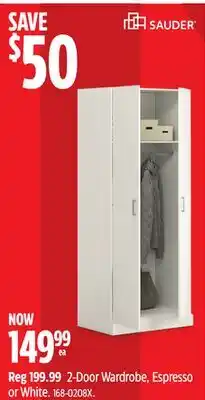 Canadian Tire SAUDER 2-Door Wardrobe, Espresso or White offer