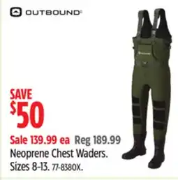 Canadian Tire Outbound Neoprene Chest Waders. Sizes 8-13 offer