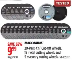 Canadian Tire MAXIMUM 20-Pack 41⁄2˝ Cut-Off Wheels. 15 metal cutting wheels and 5 masonry cutting wheels offer