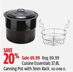 Canadian Tire Cuisine Essentials 37.8L Canning Pot with 3mm Rack offer