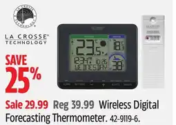 Canadian Tire La Crosse Technology Wireless Digital Forecasting Thermometer offer