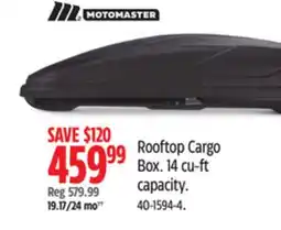 Canadian Tire MotoMaster Rooftop Cargo Box 14 cu-ft capacity offer