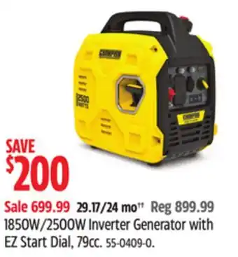 Canadian Tire Champion 1850W/2500W Inverter Generator with EZ Start Dial offer