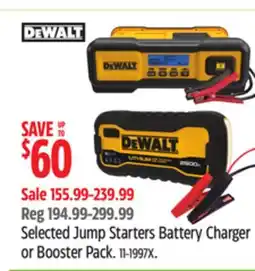 Canadian Tire DEWALT Selected Jump Starters Battery Charger or Booster Pack offer