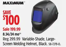 Canadian Tire MAXIMUM Variable-Shade, Large- Screen Welding Helmet, Black offer