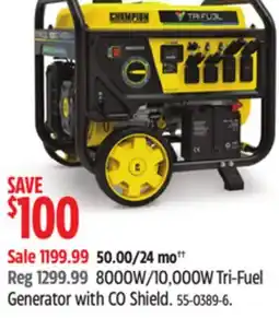 Canadian Tire Champion 8000W/10,000W Tri-Fuel Generator with CO Shield offer