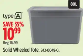 Canadian Tire Solid Wheeled Tote offer