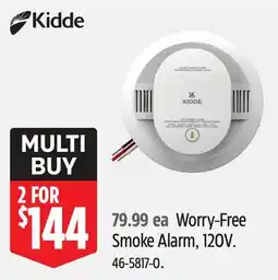 Canadian Tire Kidde Worry-Free Smoke Alarm, 120V offer