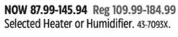 Canadian Tire Honeywell Selected Heater or Humidifier offer