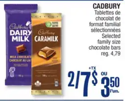 Jean Coutu CADBURY Selected family size chocolate bars offer