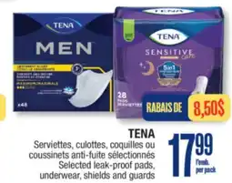 Jean Coutu TENA Selected leak-proof pads, underwear, shields and guards offer