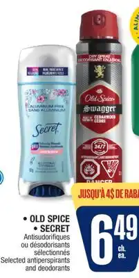 Jean Coutu • OLD SPICE • SECRET Selected antiperspirants deodorants offer