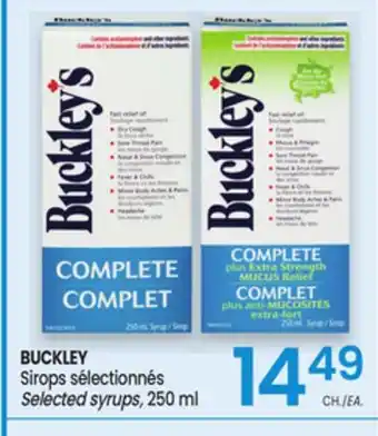 Uniprix BUCKLEY Sirops sélectionnés / Selected syrups offer