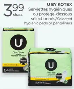 Proxim U BY KOTEX Selected hygienic pads or pantyliners offer