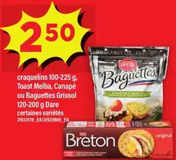 Maxi CRAQUELINS 100-225 G, TOAST MELBA, CANAPÉ OU BAGUETTES GRISSOL 120-200 G DARE offer