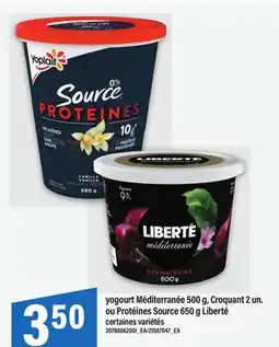 Maxi YOGOURT MÉDITERRANÉE, 500 G, CROQUANT, 2 UN. OU PROTÉINES SOURCE, 650 G LIBERTÉ offer