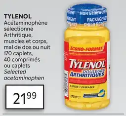 Brunet TYLENOL Acétaminophène sélectionné Arthritique, muscles et corps, mal de dos ou nuit offer