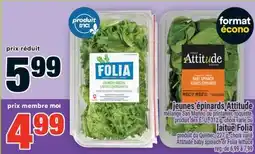 Super C JEUNES ÉPINARDS ATTITUDE OU LAITUE FOLIA| ATTITUDE BABY SPINACH OR FOLIA LETTUCE offer