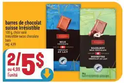 Marché Adonis Barres de chocolat suisse Irrésistible | Irrésistible swiss chocolate bars offer