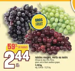 Marché Adonis Raisins Rouges, Verts ou Noirs | Green, Red or Black Seedless Grapes offer