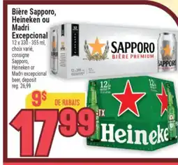 Marché Adonis Bière Sapporo, Heineken ou Madri Excepcional | Sapporo, Heineken or Madri excepcional beer offer