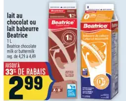 Marché Adonis Lait au chocolat ou lait babeurre Beatrice | Beatrice chocolate milk or buttermilk offer