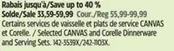 Canadian Tire Selected CANVAS and Corelle Dinnerware and Serving Sets offer