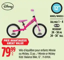 Canadian Tire Disney Minnie or Mickey Kids' Balance Bike offer