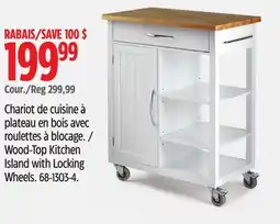 Canadian Tire For Living Wood-Top Kitchen Island with Locking Wheels offer