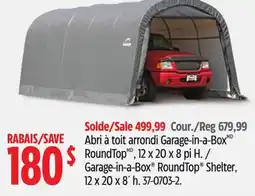 Canadian Tire ShelterLogic Garage-in-a-Box RoundTop Shelter, 12 x 20 x 8´ h offer
