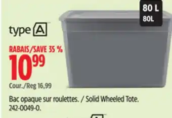 Canadian Tire type A Solid Wheeled Tote offer