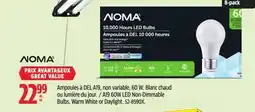 Canadian Tire Noma A19 60W LED Non-Dimmable Bulbs. Warm White or Daylight offer