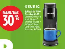 Canadian Tire KEURIG K-Express Single Serve Coffee Maker. 3 cup sizes offer