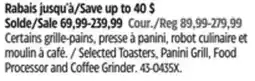 Canadian Tire Cuisinart Selected Toasters, Panini Grill, Food Processor and Coffee Grinder offer