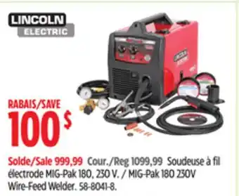 Canadian Tire LINCOLN ELECTRIC MIG-Pak 180 230V Wire-Feed Welder offer
