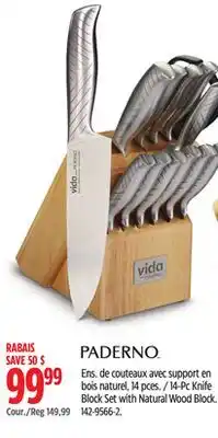 Canadian Tire Paderno 14-Pc Knife Block Set with Natural Wood Block offer