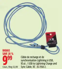 Canadian Tire USB to Lightning Charge and Sync Cable, 10´ offer