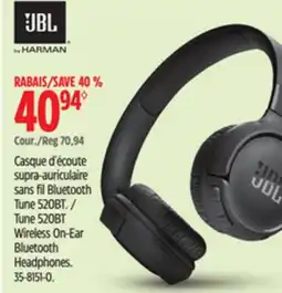 Canadian Tire JBL Tune 520BT Wireless On-Ear Bluetooth Headphones offer