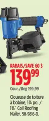 Canadian Tire Mastercraft 13⁄4˝ Coil Roofing Nailer offer