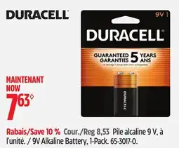 Canadian Tire Duracell 9V Alkaline Battery, 1-Pack offer