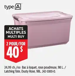 Canadian Tire type A Latching Tote, Dusty Rose offer