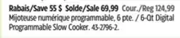 Canadian Tire Crock-Pot 6-Qt Digital Programmable Slow Cooker offer