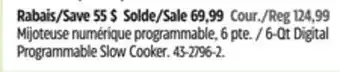 Canadian Tire Crock-Pot 6-Qt Digital Programmable Slow Cooker offer