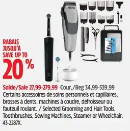 Canadian Tire Selected Grooming and Hair Tools, Toothbrushes, Sewing Machines, Steamer or Wheelchair offer